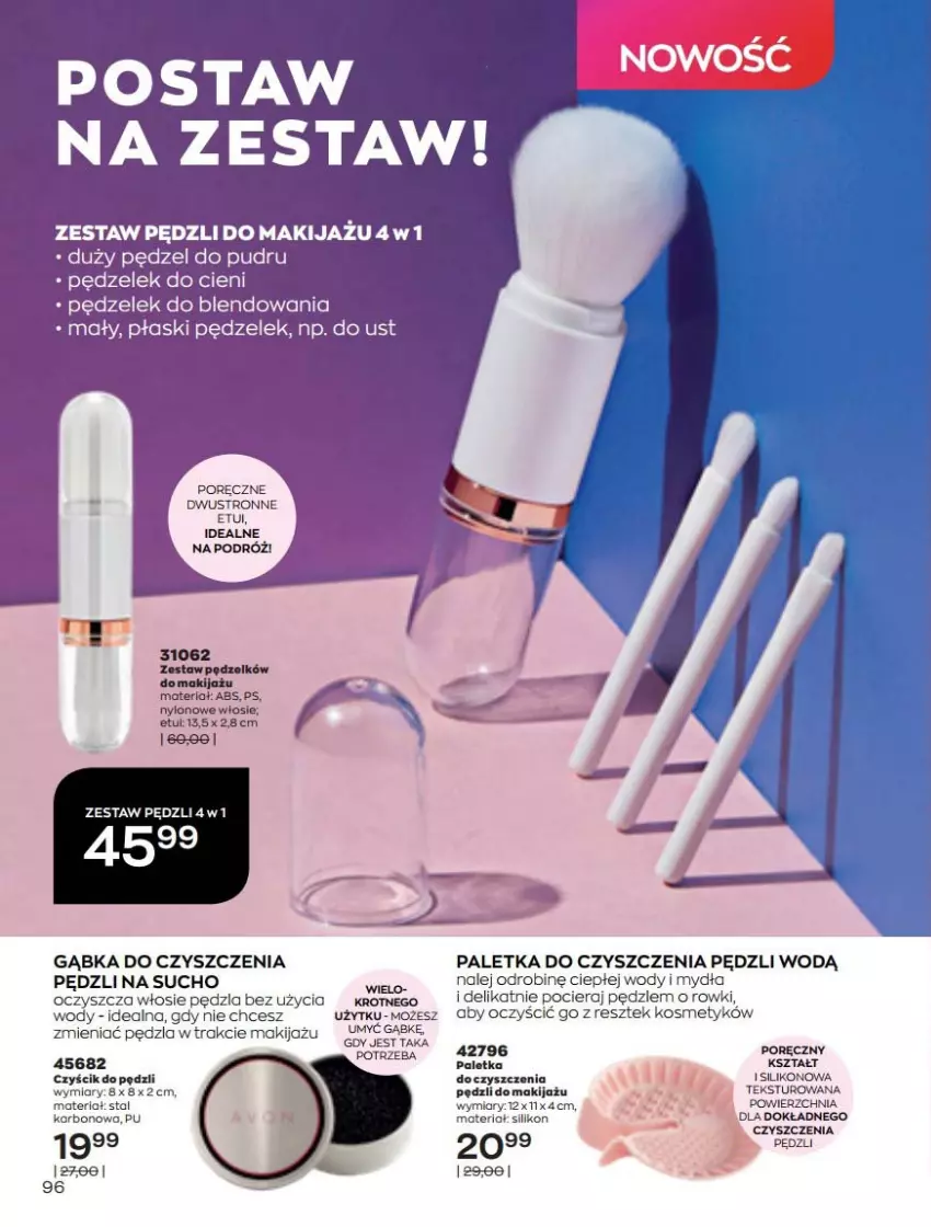 Gazetka promocyjna Avon - Katalog Avon online 5/2021 - ważna 01.05 do 31.05.2021 - strona 96 - produkty: Makijaż, Pędzel do pudru, Płaski pędzel, Por, Zestaw pędzli