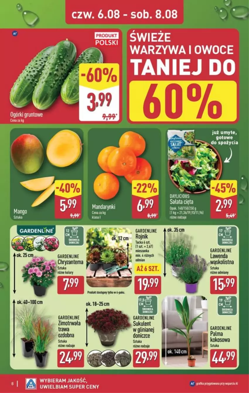 Gazetka promocyjna Aldi - Oferta weekendowa - ważna 06.08 do 08.08.2026 - strona 8 - produkty: Kokos, Owoce, Palma, Sukulent, Warzywa, Warzywa i owoce