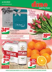 Gazetka promocyjna Dino - Gazetka - Gazetka - ważna od 24.01 do 24.01.2023 - strona 1 - produkty: Piwo, Sok, JBL, Tulipan, Tyskie, Pomarańcze, Siatka, Ręcznik, Bukiet