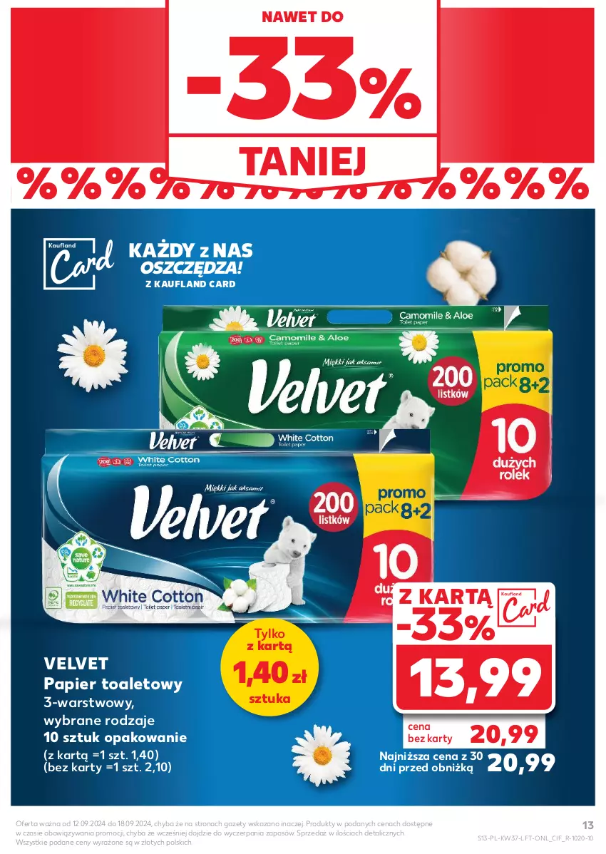 Gazetka promocyjna Kaufland - Gazetka tygodnia - ważna 12.09 do 18.09.2024 - strona 13 - produkty: Cif, Papier, Papier toaletowy, Velvet