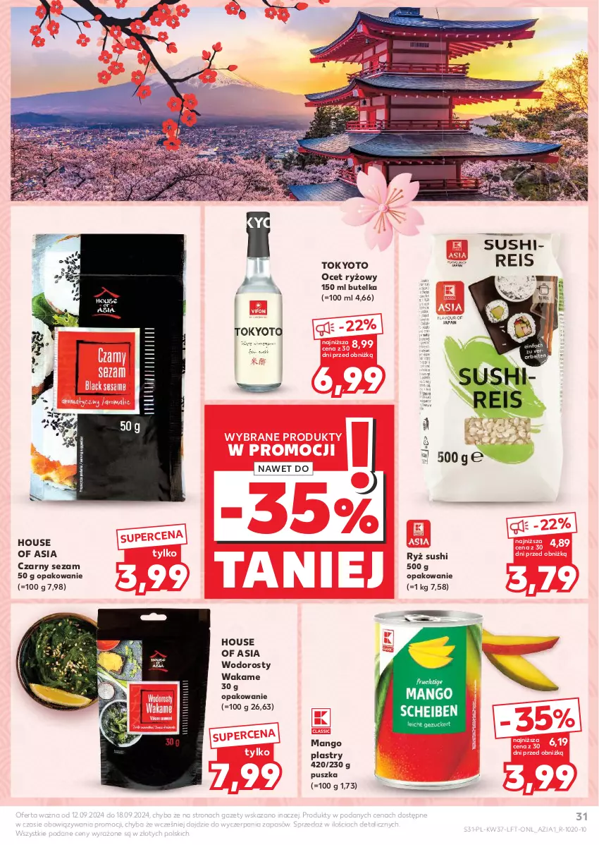 Gazetka promocyjna Kaufland - Gazetka tygodnia - ważna 12.09 do 18.09.2024 - strona 31 - produkty: House of Asia, Mango, Ocet, Ocet ryżowy, Ryż, Sezam, Sushi