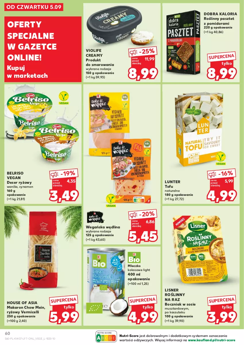 Gazetka promocyjna Kaufland - Gazetka tygodnia - ważna 12.09 do 18.09.2024 - strona 60 - produkty: Belriso, Boczniak, Deser, House of Asia, Kokos, Lisner, Makaron, Mleczko, Mus, Pasztet, Ryż, Ser, Sos, Tofu, Wędlina