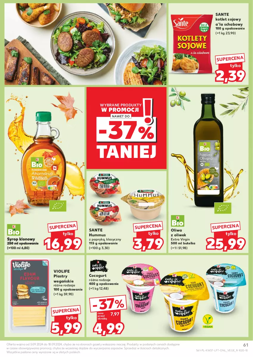 Gazetka promocyjna Kaufland - Gazetka tygodnia - ważna 12.09 do 18.09.2024 - strona 61 - produkty: Gin, Hummus, Kotlet, Mus, Oliwa, Oliwa z oliwek, Sante, Syrop