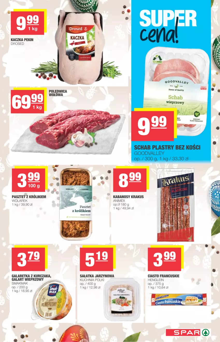 Gazetka promocyjna Spar - Spar - ważna 31.03 do 03.04.2021 - strona 7 - produkty: Ciasto francuskie, Gala, Galaretka, Kabanos, Kaczka, Krakus, Królik, Kuchnia, Kurczak, Pasztet, Sałat, Sałatka