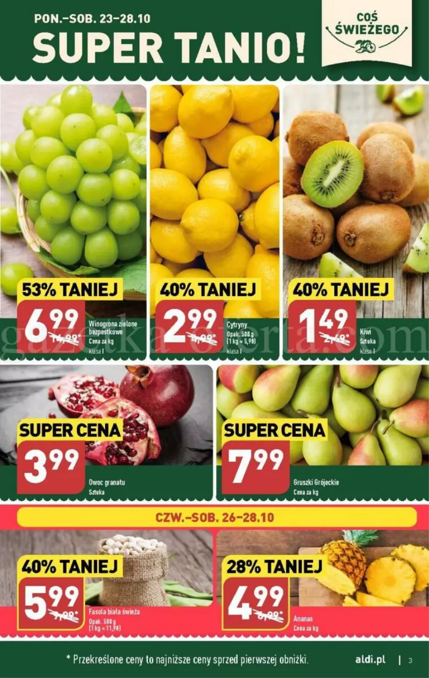 Gazetka promocyjna Aldi - ważna 23.10 do 28.10.2023 - strona 23 - produkty: Fa, Gruszki, Wino, Winogrona