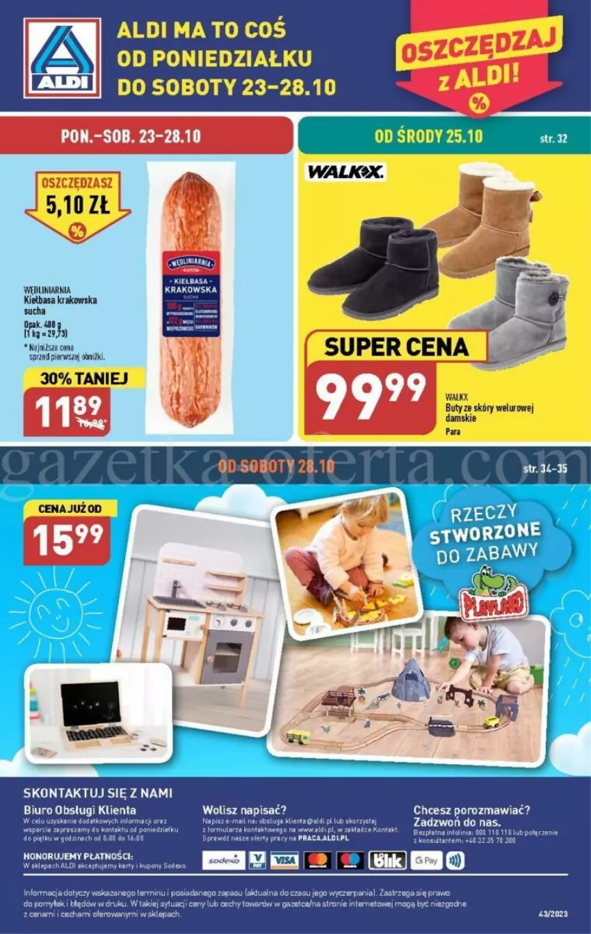 Gazetka promocyjna Aldi - ważna 23.10 do 28.10.2023 - strona 32 - produkty: Biuro, Kiełbasa, O nas, Por