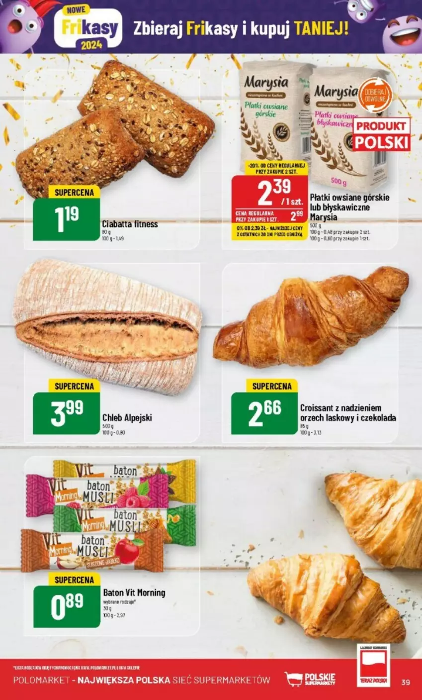 Gazetka promocyjna PoloMarket - ważna 02.01 do 09.01.2024 - strona 33 - produkty: Baton, Chleb, Croissant, Czekolada, Płatki owsiane