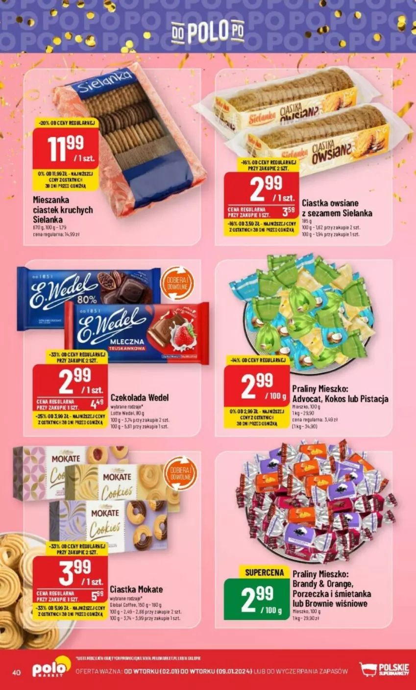 Gazetka promocyjna PoloMarket - ważna 02.01 do 09.01.2024 - strona 35 - produkty: Brandy, Brownie, Ciastka, Ciastka owsiane, Czekolada, Kokos, Por, Praliny, Sezam