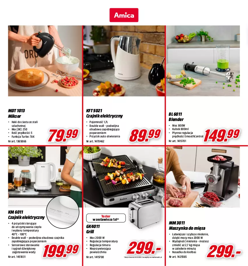 Gazetka promocyjna Media Markt - Gazetka Media Markt - ważna 01.12 do 24.12.2022 - strona 12 - produkty: Blender, Control, Czajnik, Czajnik elektryczny, Grill, Maszynka, Mikser, Ser, Szynka, Toster