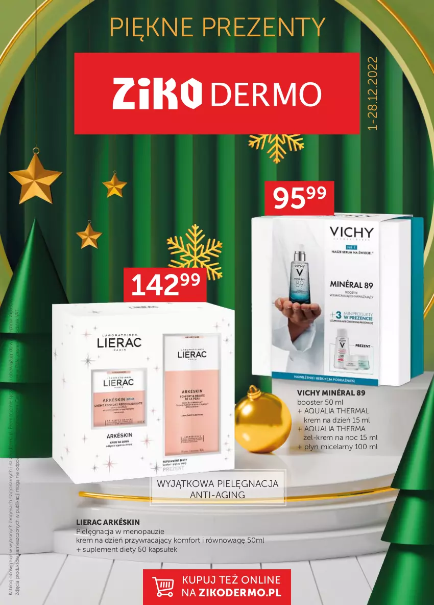 Gazetka promocyjna Ziko - Gazetka Ziko Dermo - ważna 01.12 do 28.12.2022 - strona 1 - produkty: Booster, Gin, Krem na dzień, Krem na noc, Lierac, Płyn micelarny, Suplement diety, Vichy