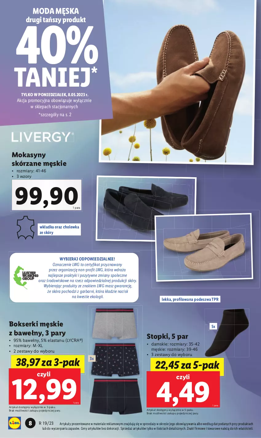 Gazetka promocyjna Lidl - GAZETKA - ważna 08.05 do 13.05.2023 - strona 10 - produkty: Bokserki, Moda, Mokasyny, Ser, Top