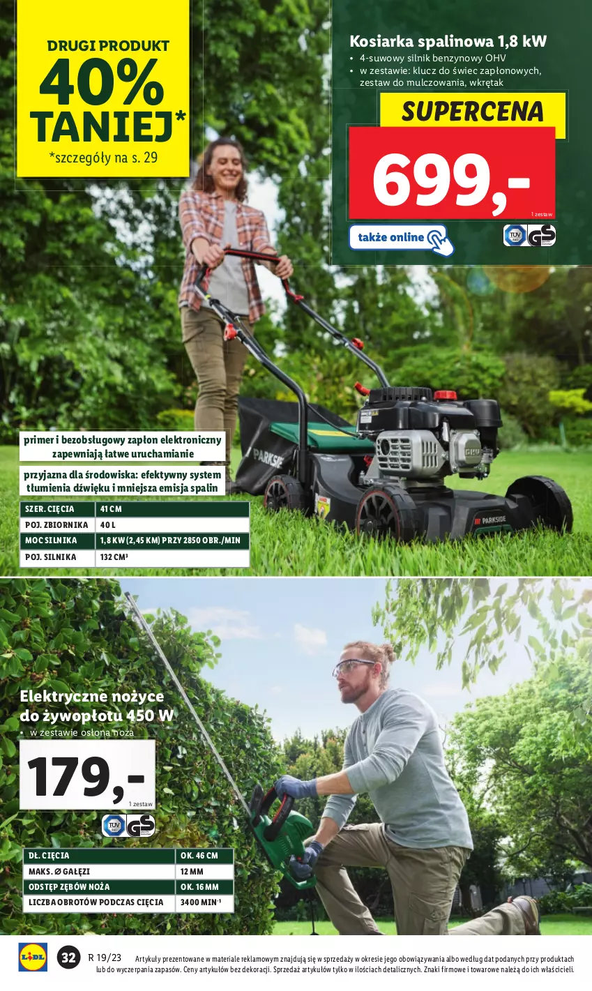 Gazetka promocyjna Lidl - GAZETKA - ważna 08.05 do 13.05.2023 - strona 44 - produkty: Kosiarka, Noż, Nożyce, Wkręt