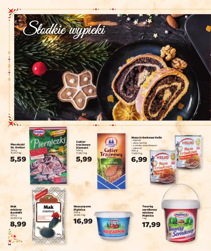 Gazetka promocyjna Netto - Oferta na Święta - ważna 08.12 do 24.12.2022 - strona 14 - produkty: Cukier, Cukier trzcinowy, Diamant, Dr. Oetker, Helio, Mak mielony, Masa krówkowa, Mascarpone, Piątnica, Ser, Twaróg