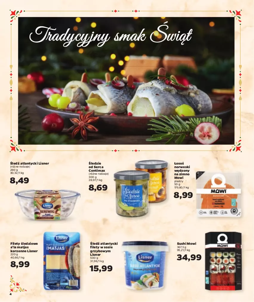 Gazetka promocyjna Netto - Oferta na Święta - ważna 08.12 do 24.12.2022 - strona 4 - produkty: Lisner, Matjas, Ser, Sos, Sushi