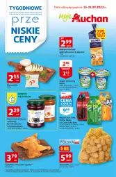 Gazetka promocyjna Auchan - Tygodniowe przeNISKIE CENY 08.09 Moje Auchan - Gazetka - ważna od 21.09 do 21.09.2022 - strona 1 - produkty: Mozzarella, Kurczak, Makaron, Jogurt naturalny, Por, Jogurt, Goliard, Ziemniaki, Coca-Cola, Dżem, Fanta, Grill, Sprite, Napój, Fa