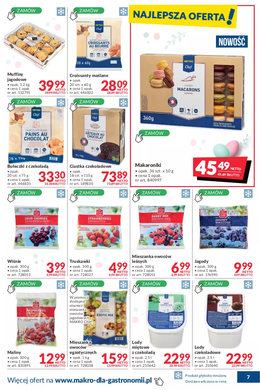 Gazetka promocyjna Makro - [Oferta promocyjna] Dostawa - ważna 05.04 do 02.05.2022 - strona 7 - produkty: Bułeczki, Ciastka, Croissant, Jagody, Lody, Makaron, Maliny, Muffiny, Truskawki