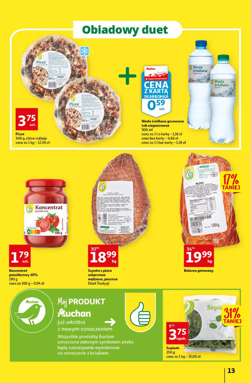 Gazetka promocyjna Auchan - Gazetka przeNISKIE CENY – PrzeWyborne produkty regionalne Hipermarkety - ważna 08.09 do 14.09.2022 - strona 13 - produkty: LANA, Piec, Pizza, Szpinak, Szynka, Woda