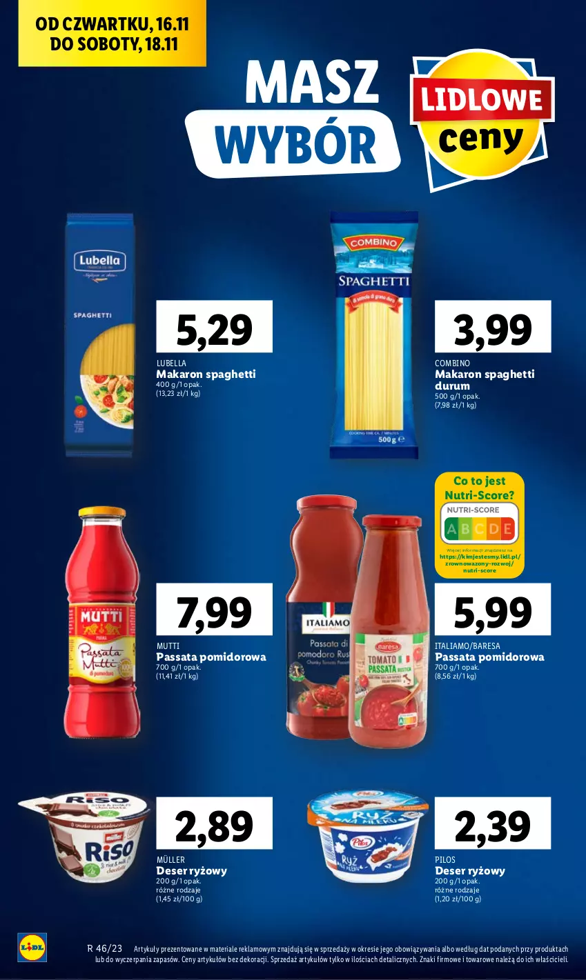 Gazetka promocyjna Lidl - GAZETKA - ważna 16.11 do 18.11.2023 - strona 34 - produkty: Bell, Bella, Deser, Lubella, Makaron, Müller, Pilos, Rum, Ryż, Ser, Spaghetti, Wazon