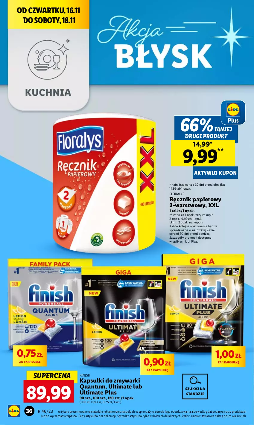 Gazetka promocyjna Lidl - GAZETKA - ważna 16.11 do 18.11.2023 - strona 48 - produkty: Finish, Flora, Olej, Papier, Ręcznik, Zmywarki