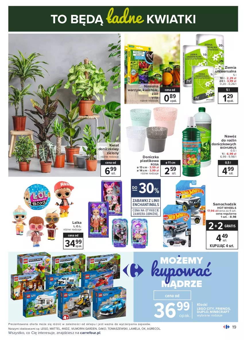 Gazetka promocyjna Carrefour - Gazetka Market - ważna 18.01 do 31.01.2021 - strona 19 - produkty: Biohumus, Chodzik, Enchantimals, Gra, Hot Wheels, Klocki, L.O.L., Lalka, LEGO, LEGO City, Mattel, Minecraft, Mus, Nawóz