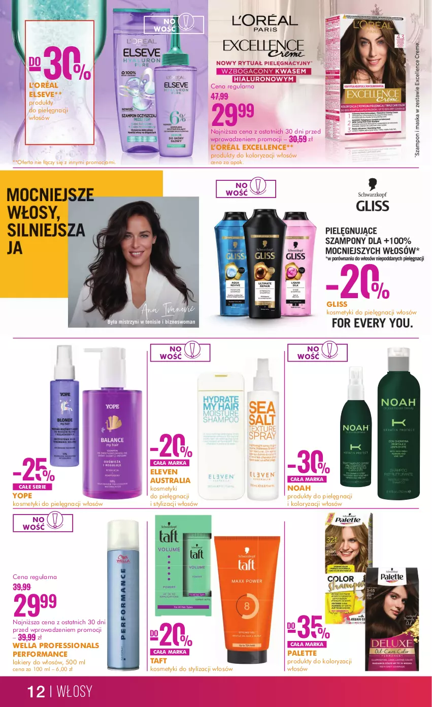 Gazetka promocyjna Super Pharm - ważna 13.06 do 26.06.2024 - strona 12 - produkty: Elseve, Kosmetyki do pielęgnacji, L’Oréal, Lakier, Palette, Ser, Taft, Wella, Yope