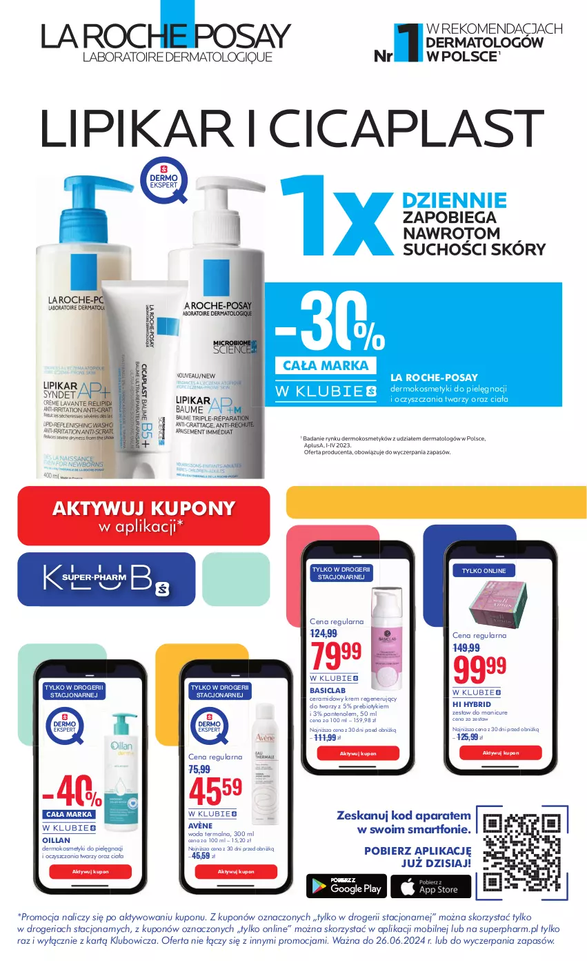 Gazetka promocyjna Super Pharm - ważna 13.06 do 26.06.2024 - strona 19 - produkty: Avène, Basiclab, Kosmetyki do pielęgnacji, Krem regenerujący, La Roche-Posay, Lipikar, Mobil, Oillan, Smartfon, Woda