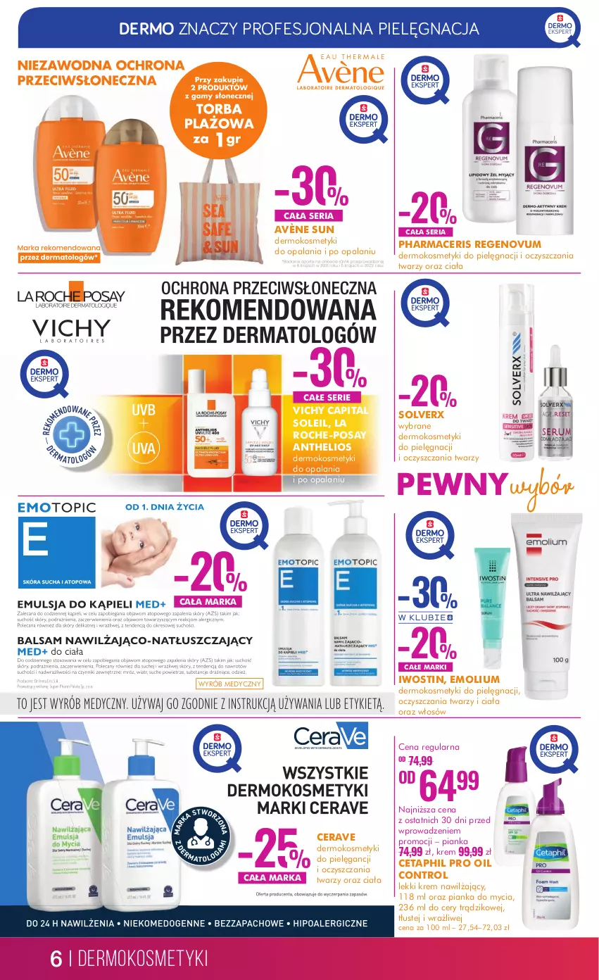 Gazetka promocyjna Super Pharm - ważna 13.06 do 26.06.2024 - strona 6 - produkty: Acer, Avène, CeraVe, Cetaphil, Control, Emolium, Helio, Iwostin, Kosmetyki do pielęgnacji, Krem nawilżający, La Roche-Posay, Pharmaceris, Ser, Vichy