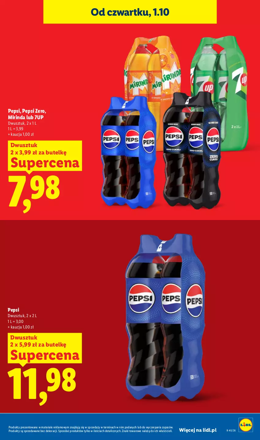 Gazetka promocyjna Lidl - Gazetka ważna od 1.10 do 3.10 - ważna 01.10 do 03.10.2026 - strona 19 - produkty: 7up, Mirinda, Pepsi