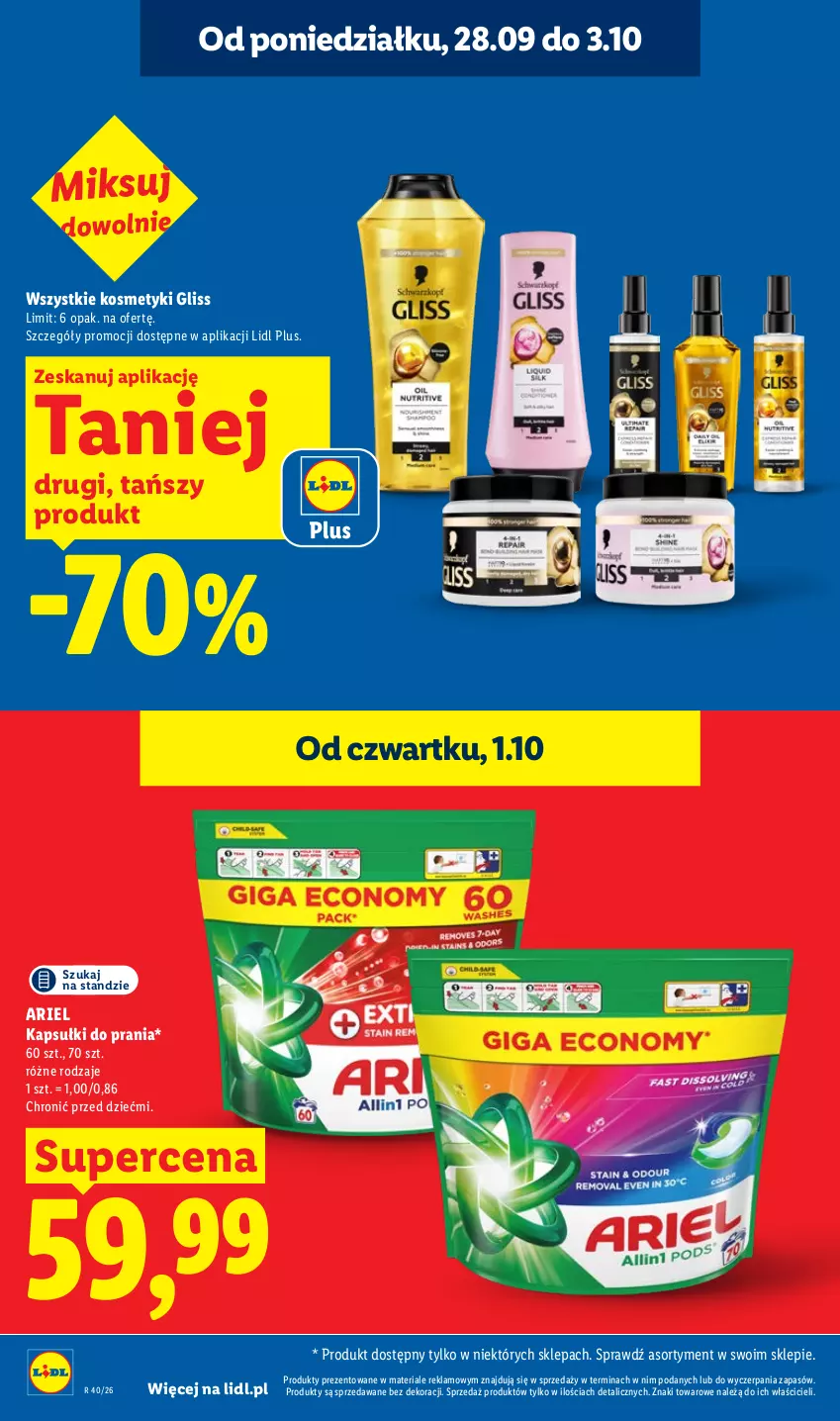 Gazetka promocyjna Lidl - Gazetka ważna od 1.10 do 3.10 - ważna 01.10 do 03.10.2026 - strona 22 - produkty: Ariel, Kapsułki do prania