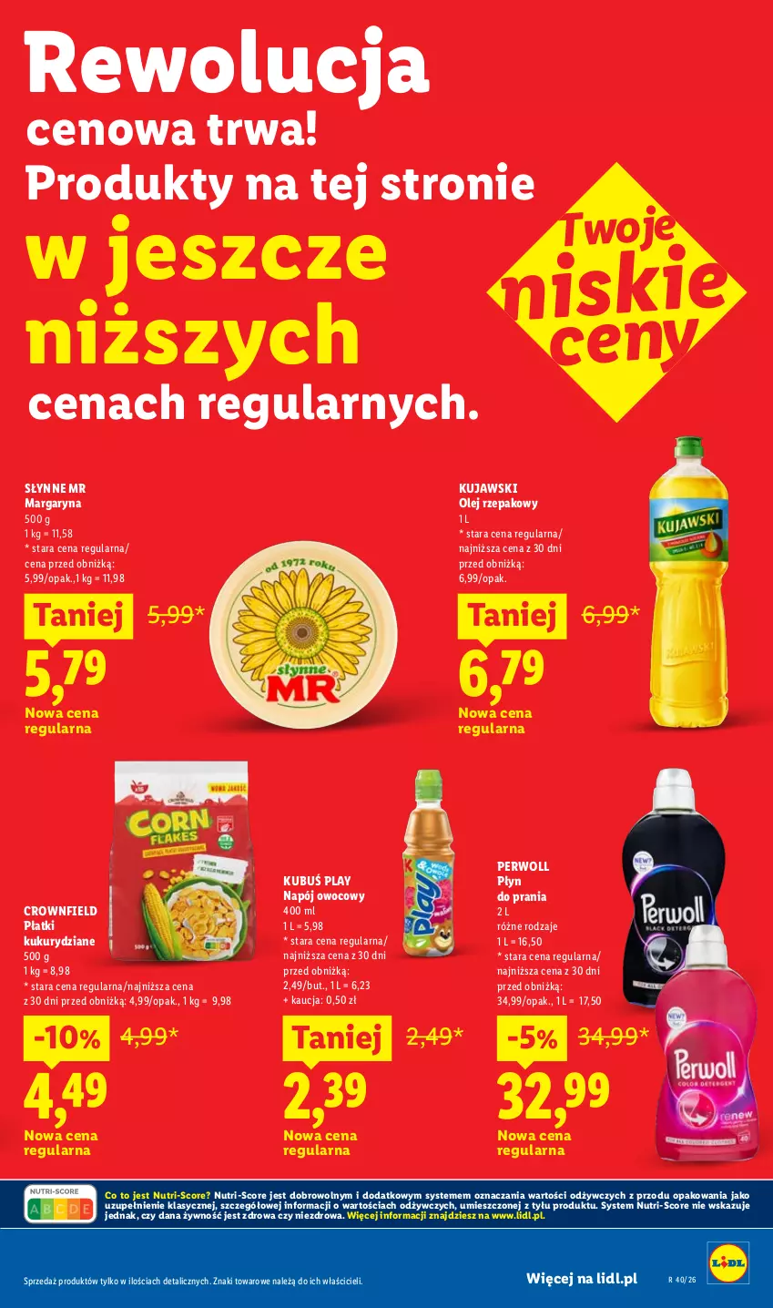 Gazetka promocyjna Lidl - Gazetka ważna od 1.10 do 3.10 - ważna 01.10 do 03.10.2026 - strona 29 - produkty: Kubuś, Kujawski, Margaryna, Napój, Olej, Olej rzepakowy, Perwoll, Płyn do prania, Słynne
