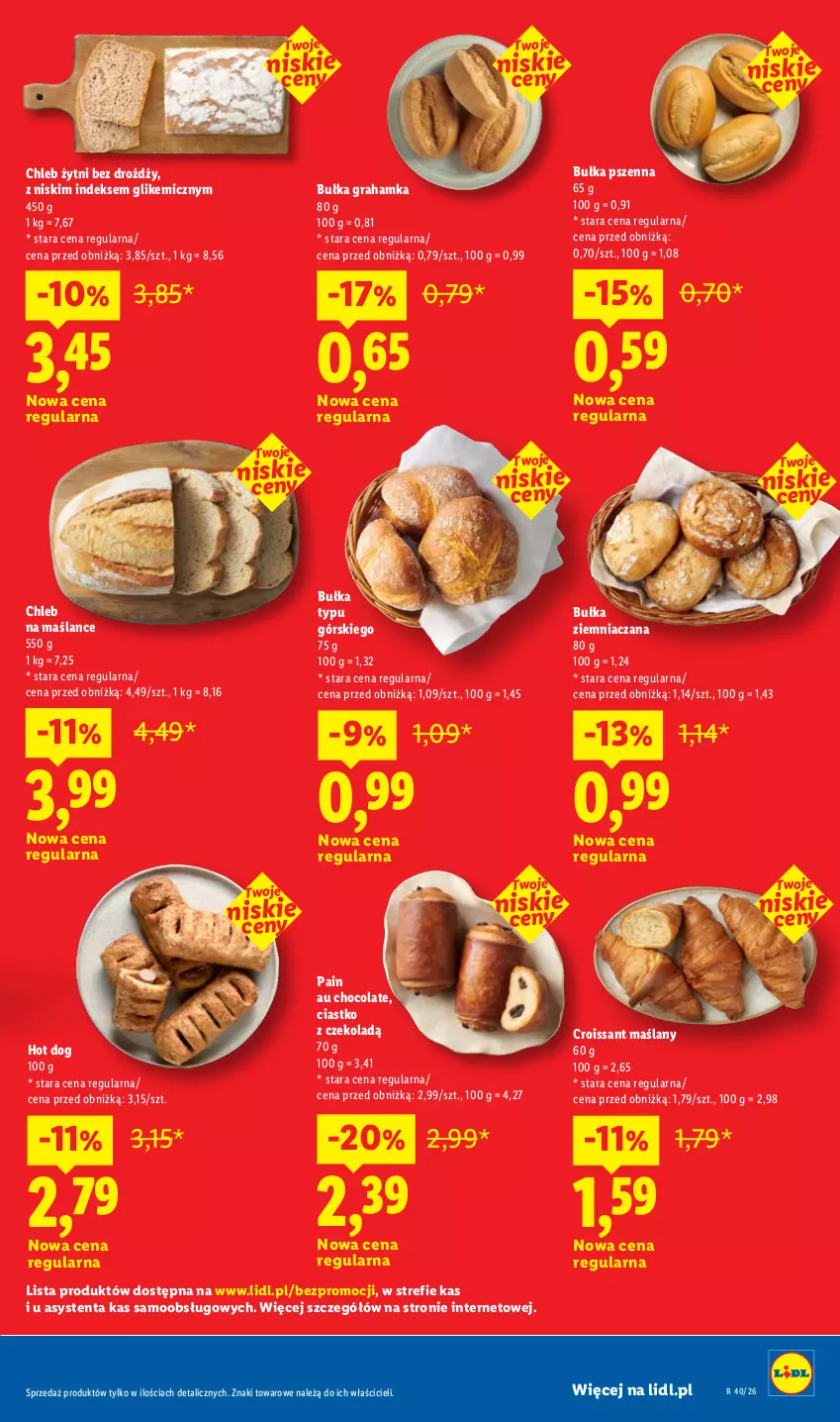 Gazetka promocyjna Lidl - Gazetka ważna od 1.10 do 3.10 - ważna 01.10 do 03.10.2026 - strona 39 - produkty: Bułka, Bułka grahamka, Chleb, Croissant, Gra, Hot dog