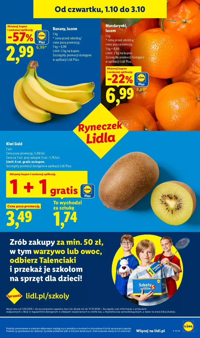 Gazetka promocyjna Lidl - Gazetka ważna od 1.10 do 3.10 - ważna 01.10 do 03.10.2026 - strona 51 - produkty: Banany, Dzieci, Gra, Kiwi, Mandarynki