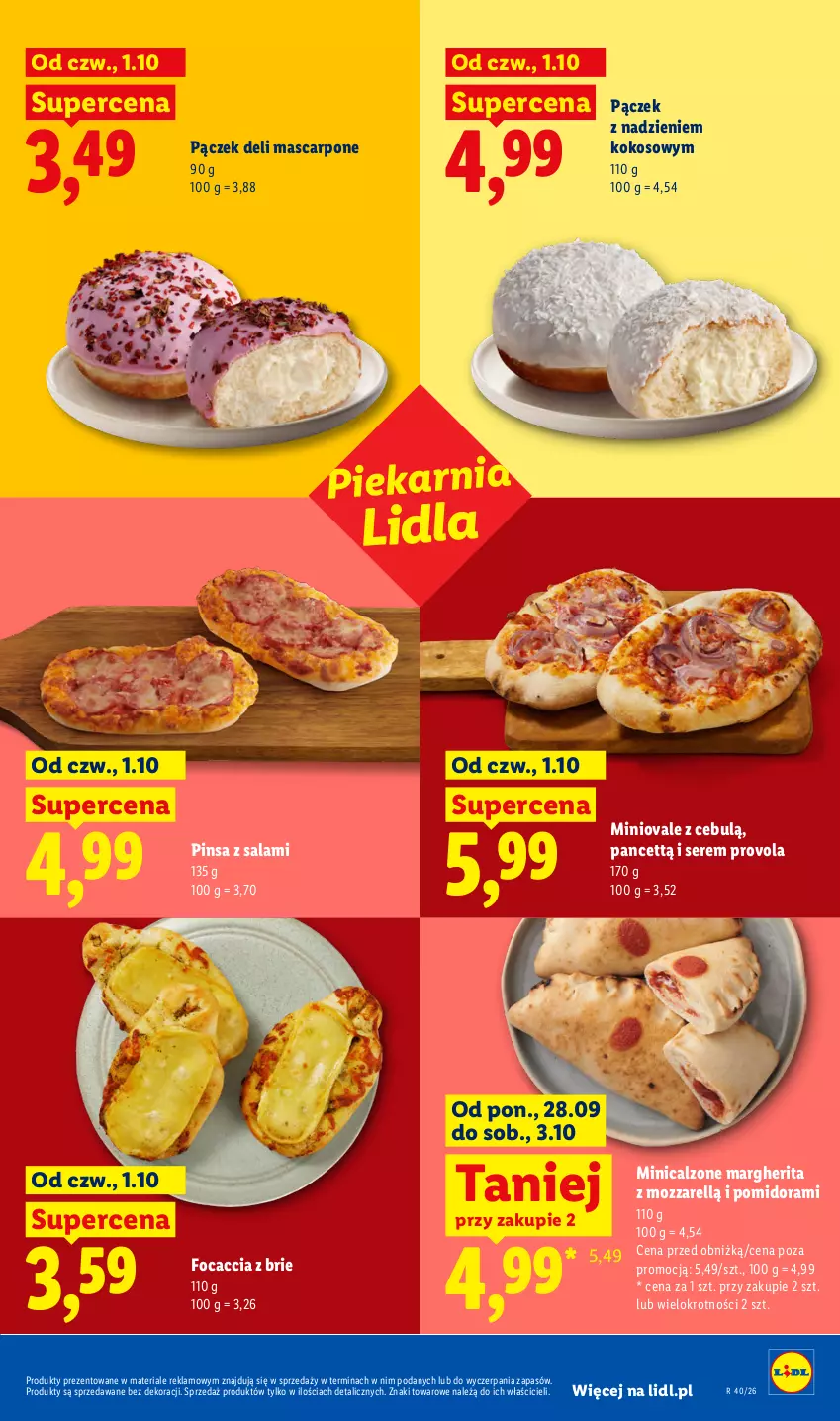 Gazetka promocyjna Lidl - Gazetka ważna od 1.10 do 3.10 - ważna 01.10 do 03.10.2026 - strona 53 - produkty: Brie, Focaccia, Kokos, Mascarpone, Pączek, Salami, Ser