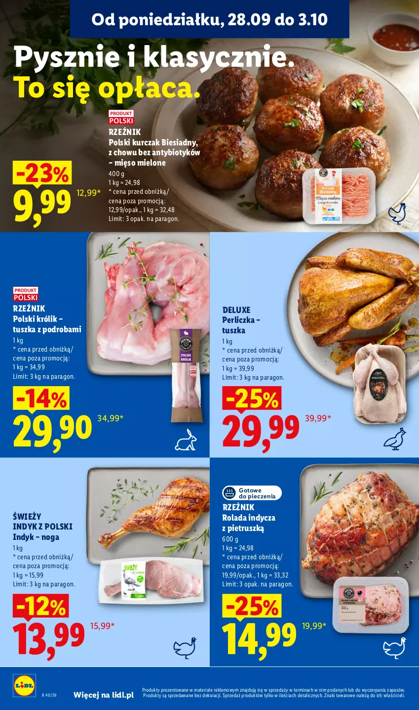 Gazetka promocyjna Lidl - Gazetka ważna od 1.10 do 3.10 - ważna 01.10 do 03.10.2026 - strona 54 - produkty: Królik, Kurczak, Mięso, Mięso mielone, Perliczka, Piec, Rolada, Tusz