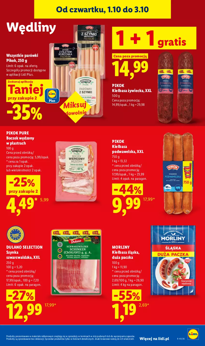 Gazetka promocyjna Lidl - Gazetka ważna od 1.10 do 3.10 - ważna 01.10 do 03.10.2026 - strona 57 - produkty: Boczek, Dulano, Gra, Kiełbasa, Kiełbasa podwawelska, Kiełbasa śląska, Morliny, Parówki, PIKOK, Pur, Szynka, Wawel