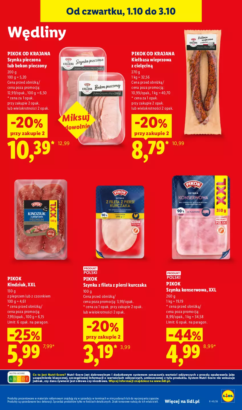 Gazetka promocyjna Lidl - Gazetka ważna od 1.10 do 3.10 - ważna 01.10 do 03.10.2026 - strona 59 - produkty: Beko, Kiełbasa, Kindziuk, Kurczak, Piec, Pieprz, PIKOK, Ser, Szynka, Szynka konserwowa