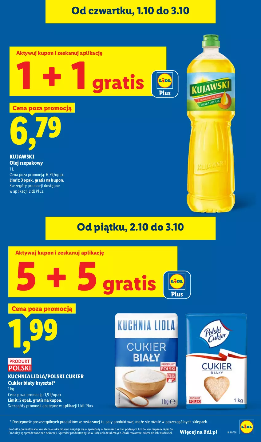 Gazetka promocyjna Lidl - Gazetka ważna od 1.10 do 3.10 - ważna 01.10 do 03.10.2026 - strona 7 - produkty: Cukier, Gra, Kuchnia, Kujawski, Olej, Olej rzepakowy