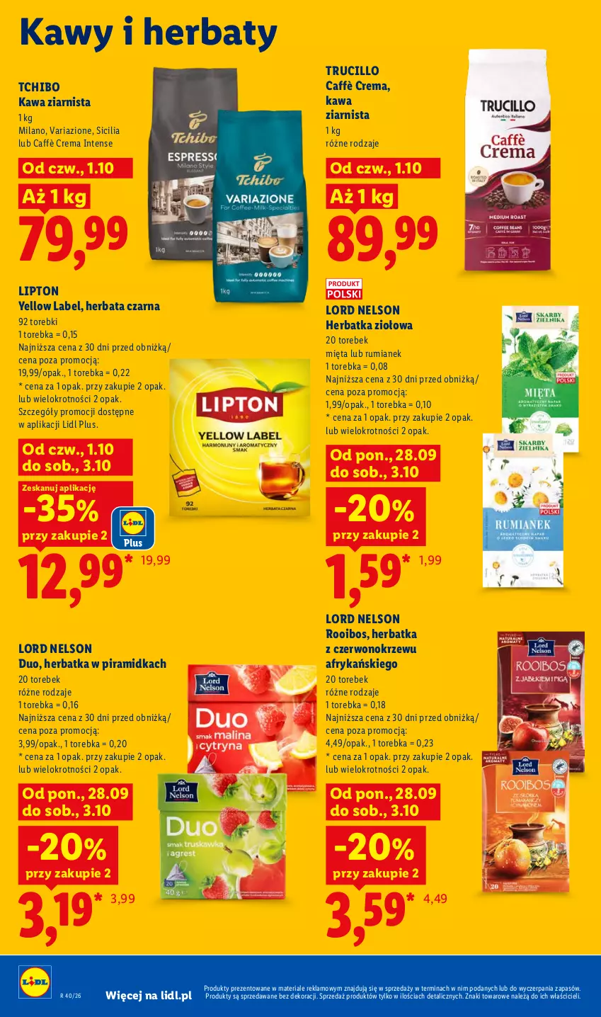Gazetka promocyjna Lidl - Gazetka ważna od 1.10 do 3.10 - ważna 01.10 do 03.10.2026 - strona 78 - produkty: Herbata, Herbata czarna, Kawa, Kawa ziarnista, Lipton, Mięta, Rum, Tchibo, Torebka