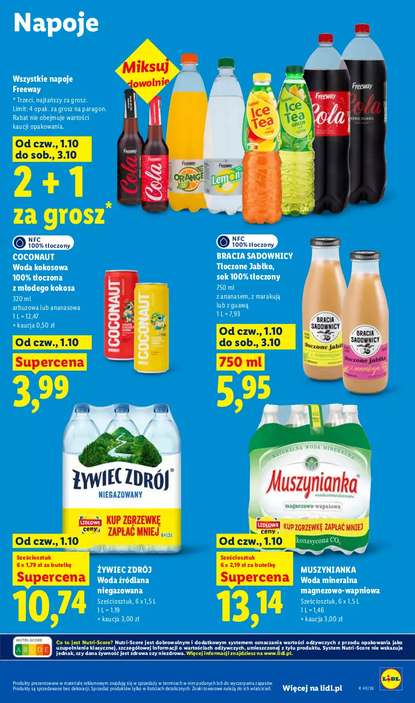 Gazetka promocyjna Lidl - Gazetka ważna od 1.10 do 3.10 - ważna 01.10 do 03.10.2026 - strona 83 - produkty: Ananas, Arbuz, Kokos, LANA, Magnez, Mus, Muszynianka, Napoje, Sok, Woda, Woda mineralna