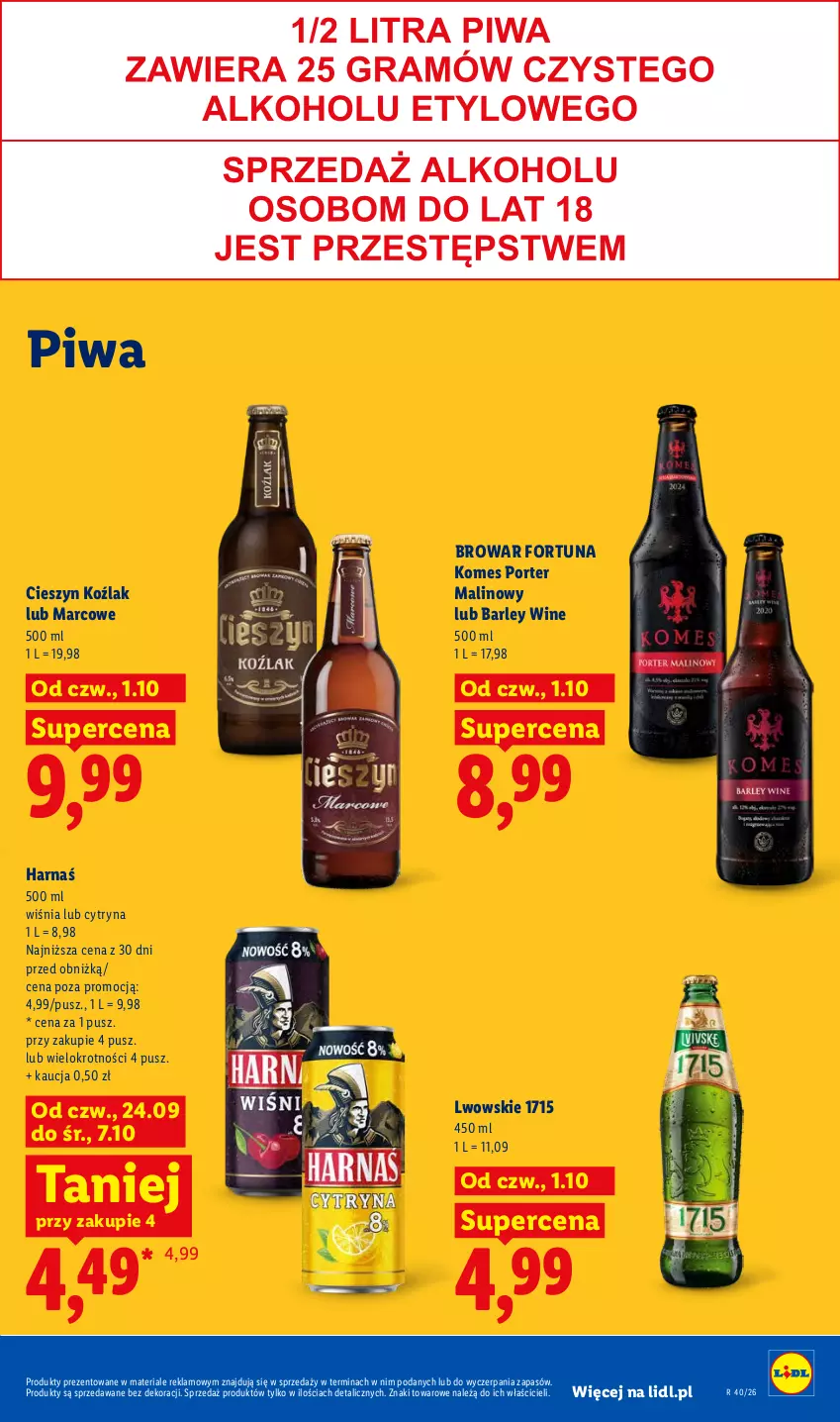 Gazetka promocyjna Lidl - Gazetka ważna od 1.10 do 3.10 - ważna 01.10 do 03.10.2026 - strona 85 - produkty: Fortuna, Harnaś, Piwa, Por