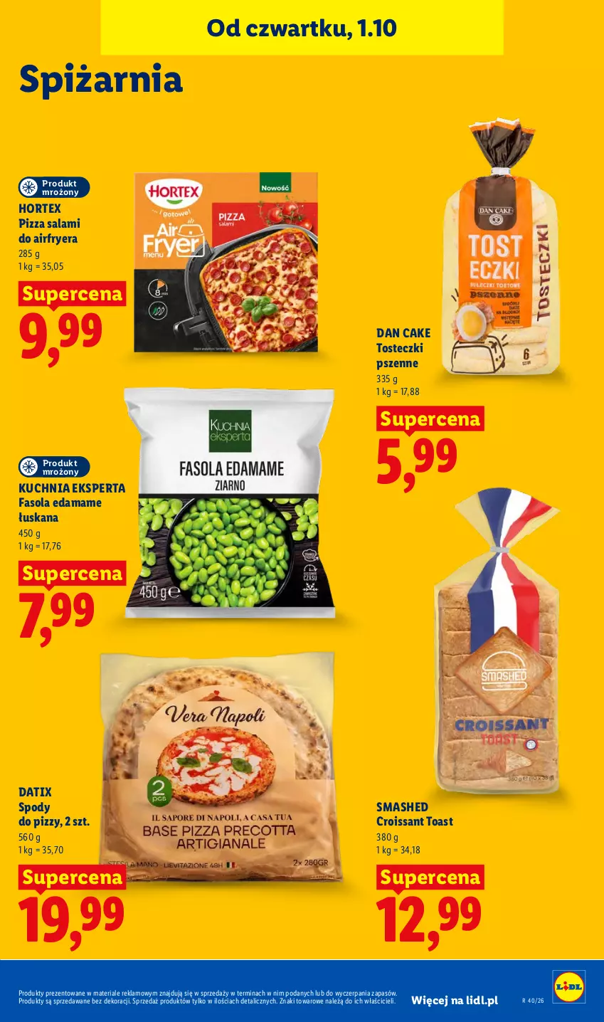 Gazetka promocyjna Lidl - Gazetka ważna od 1.10 do 3.10 - ważna 01.10 do 03.10.2026 - strona 89 - produkty: Croissant, Dan Cake, Edam, Fa, Fasola, Hortex, Kuchnia, Pizza, Salami