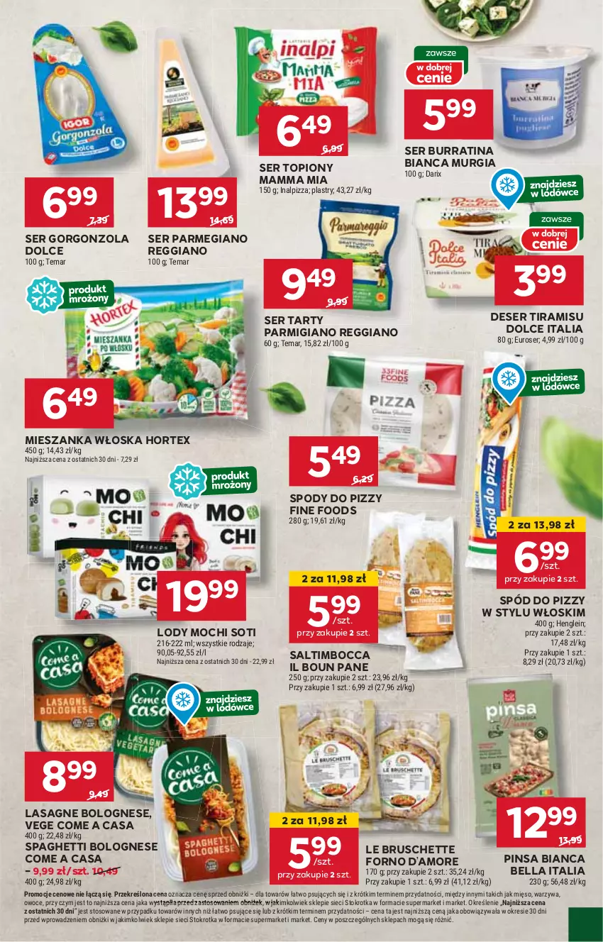 Gazetka promocyjna Stokrotka - Supermarket Opole/Radom - ważna 14.11 do 20.11.2024 - strona 17 - produkty: Bell, Bella, Bruschette, Deser, Gorgonzola, Hortex, HP, Lasagne, Lasagne bolognese, Lody, Ser, Ser topiony, Spaghetti, Spód do pizzy, Top