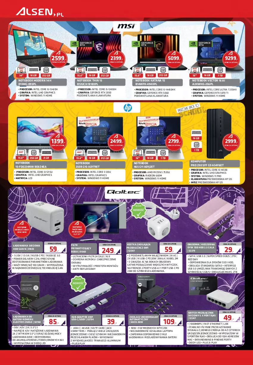 Gazetka promocyjna Alsen - Gazetka Alsen - ważna 01.09 do 30.09.2025 - strona 2 - produkty: Akumulator, Dres, Fa, Gra, Grafika, HP, Intel, Klawiatura, Komputer, LANA, Mysz, Notebook, Piec, Por, Procesor, Radeon, Rower, Sok, Top, Tran, Warka