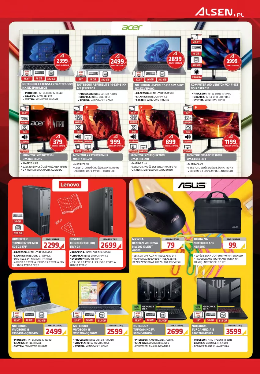 Gazetka promocyjna Alsen - Gazetka Alsen - ważna 01.09 do 30.09.2025 - strona 3 - produkty: Fa, Gra, Grafika, Intel, Klawiatura, Komputer, LANA, Monitor, Mysz, Notebook, Pasek, Por, Procesor, Top, Torba