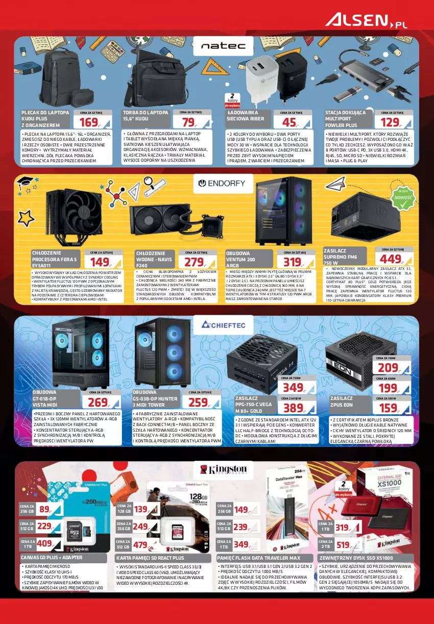Gazetka promocyjna Alsen - Gazetka Alsen - ważna 01.09 do 30.09.2025 - strona 7 - produkty: Fa, Gra, Gry, Intel, Karta pamięci, Organizer, Piec, Plecak, Pompka, Por, Procesor, Sok, Tablet, Top, Torba, Warka, Woda