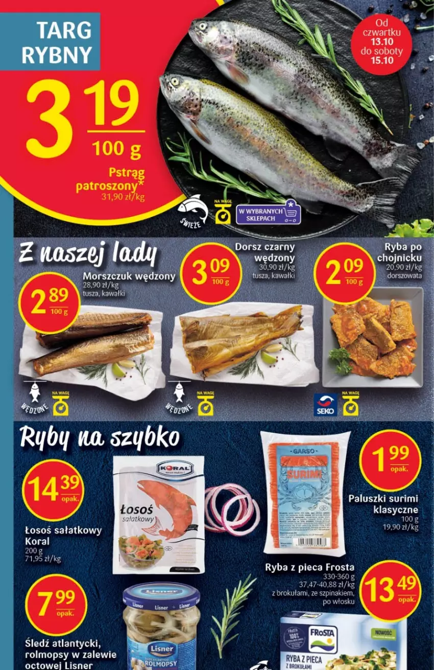 Gazetka promocyjna Delikatesy Centrum - Gazetka DC40 - ważna 13.10 do 19.10.2022 - strona 16 - produkty: Frosta, Kawa, Lisner, Mop, Piec, Ryba, Sałat, Surimi, Szpinak, Tusz