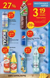 Gazetka promocyjna Delikatesy Centrum - Gazetka DC40 - Gazetka - ważna od 19.10 do 19.10.2022 - strona 25 - produkty: Sok, 7up, Pepsi max, Mirinda, Pepsi, Tiger, Tymbark, Kubuś Waterrr, Kubuś, Arbuz, Woda, Mango, Napój, Cisowianka, Mięta, Magnez, Hortex