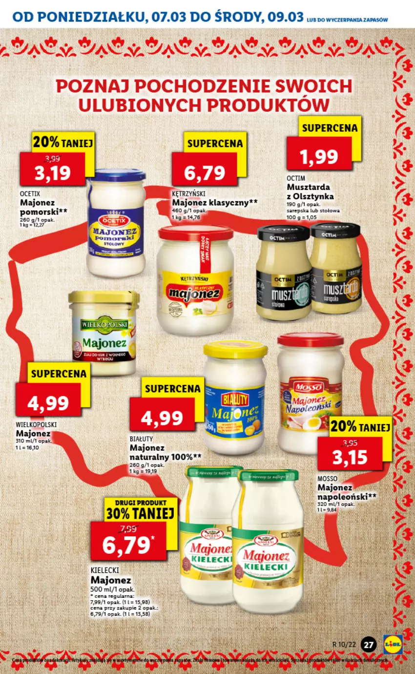 Gazetka promocyjna Lidl - GAZETKA - ważna 07.03 do 09.03.2022 - strona 27 - produkty: Fa, Majonez, Mus, Musztarda, Oleo, Ser