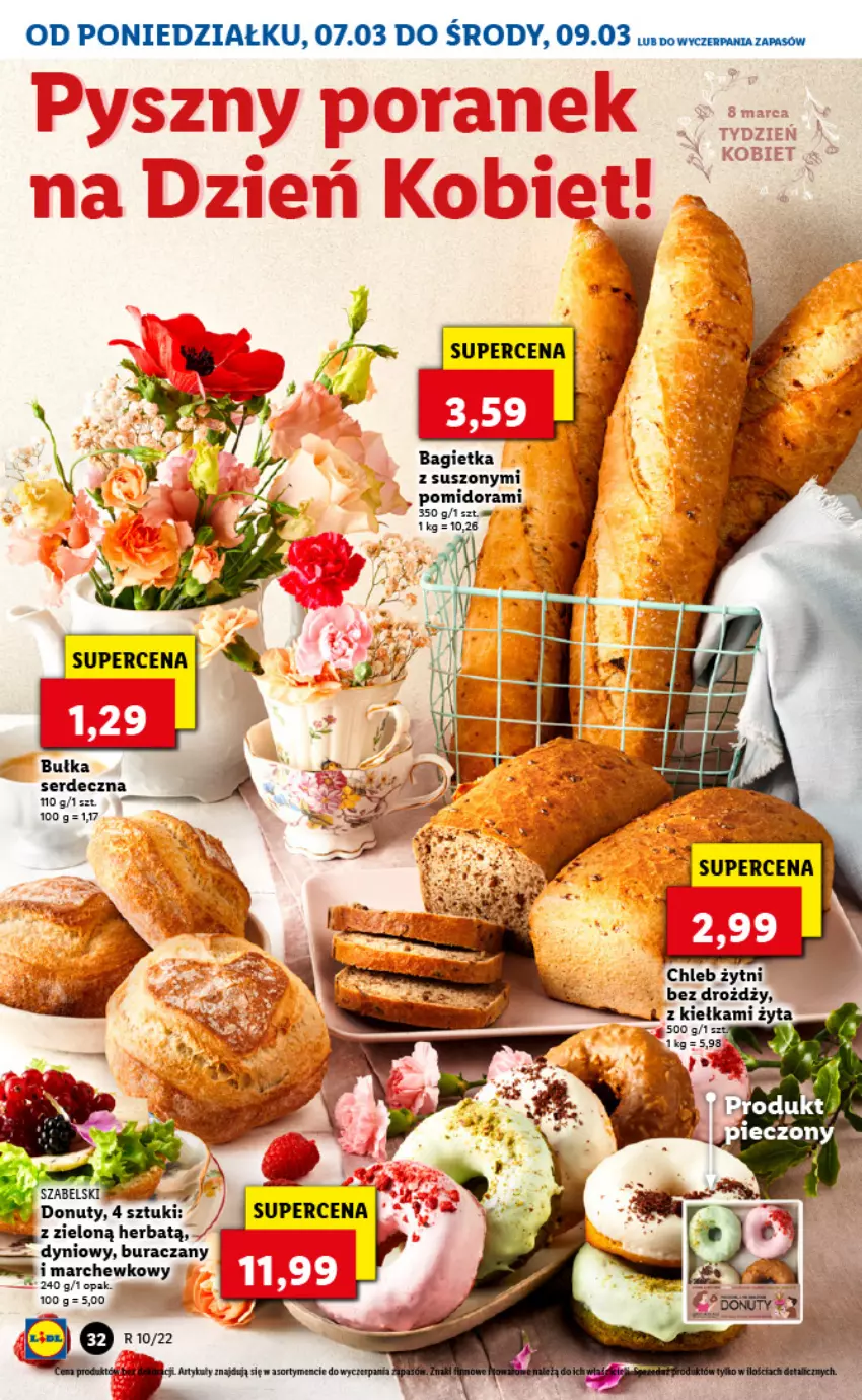 Gazetka promocyjna Lidl - GAZETKA - ważna 07.03 do 09.03.2022 - strona 32 - produkty: Bagietka, Bułka, Chleb, Donut, Nuty, Ser