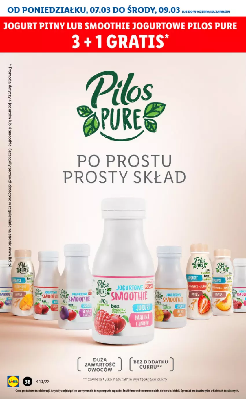 Gazetka promocyjna Lidl - GAZETKA - ważna 07.03 do 09.03.2022 - strona 38 - produkty: Fa, Gra, Jogurt, Jogurt pitny, Pilos, Pur, Smoothie